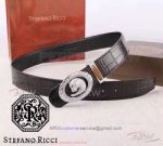 AAA Copy Stefano Ricci Brown Leather Belt - SS Diamond Set Leopard Buckle